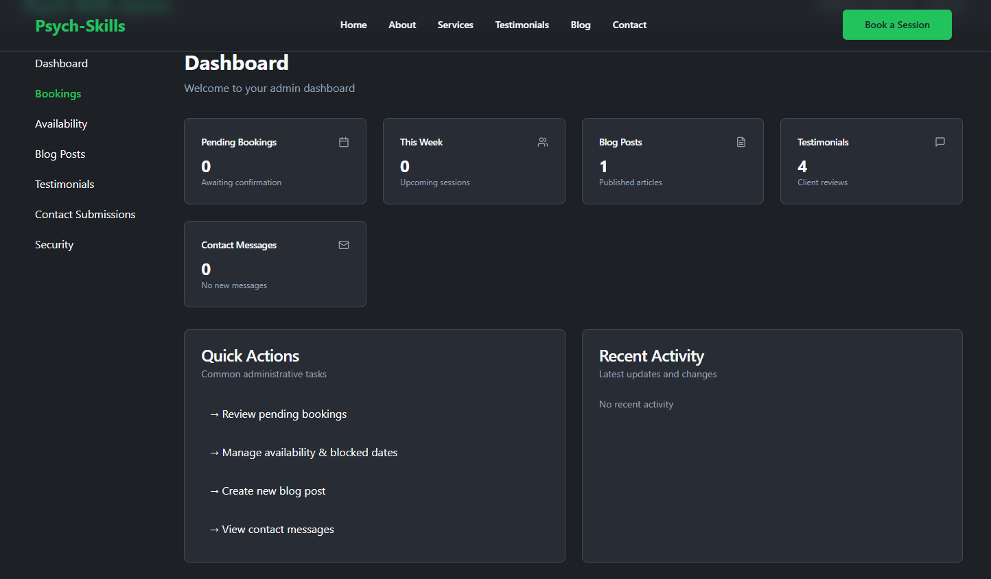 Psych-Skills Admin Dashboard